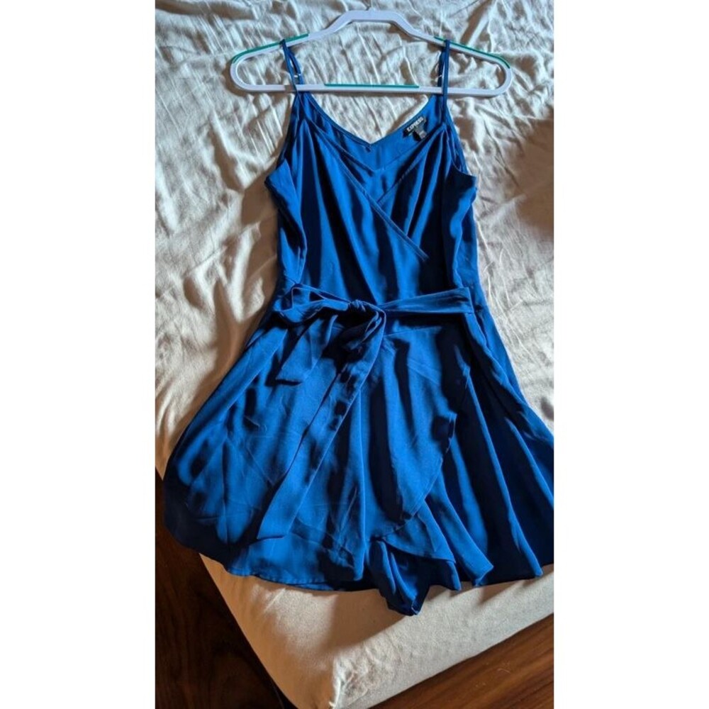 Express Cobalt Blue Wrap Tie Waist Sleeveless Dress Romper Size 10